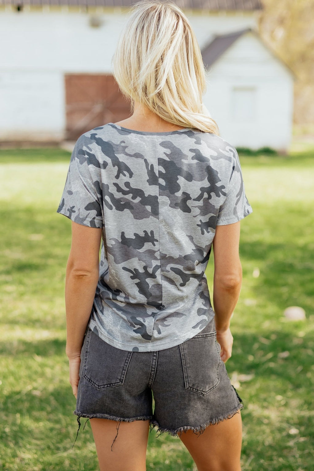 Camo Short Sleeve Round Neck T-Shirt - Rooted & Reckless Co.