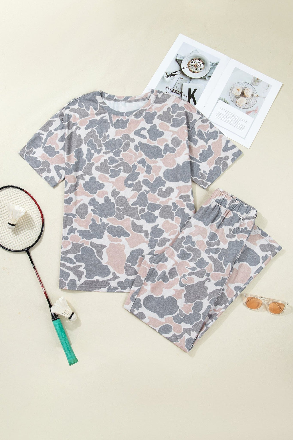 Camo Short Sleeve Top & Wide Leg Pants Set - Rooted & Reckless Co.