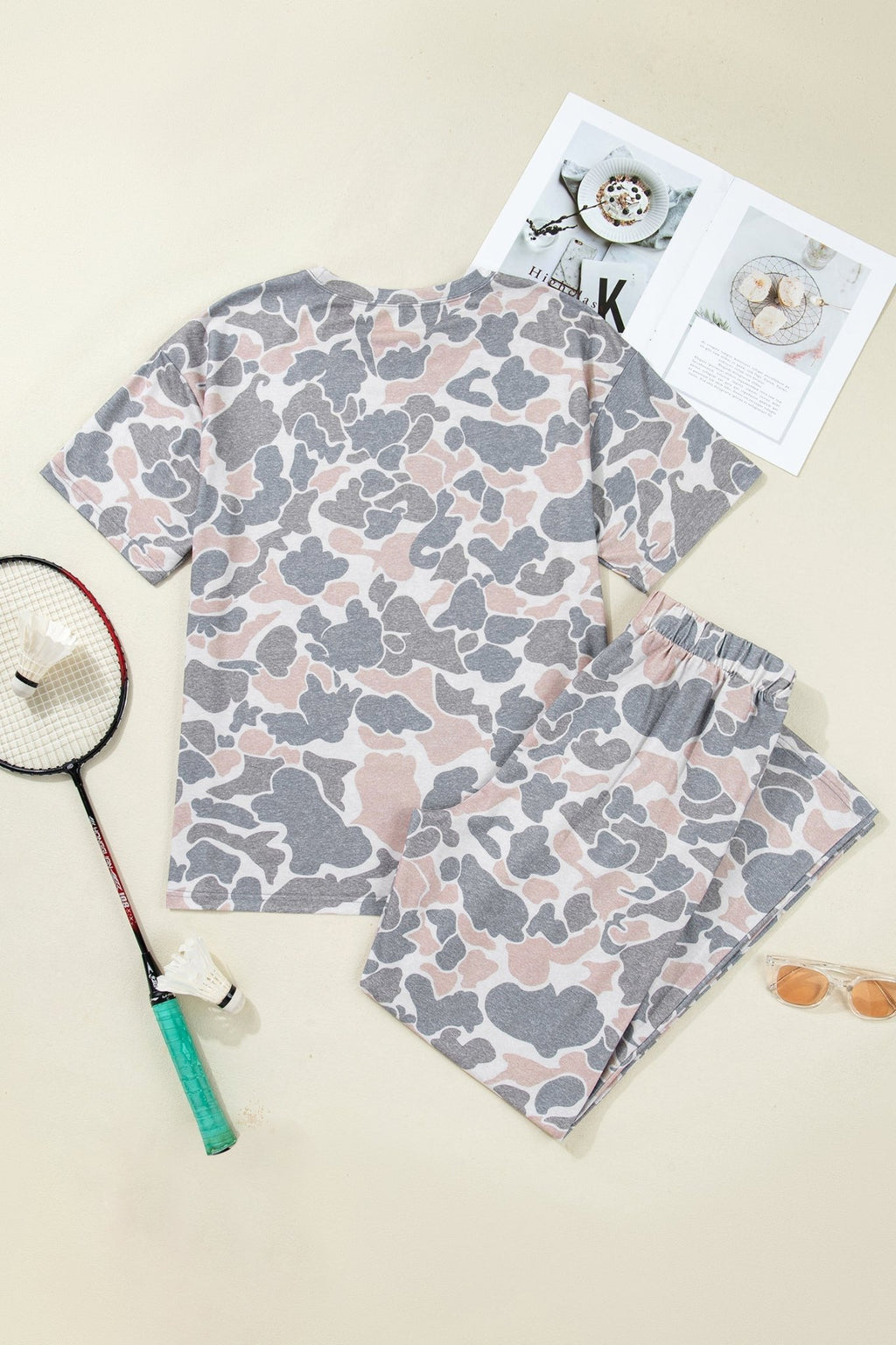 Camo Short Sleeve Top & Wide Leg Pants Set - Rooted & Reckless Co.
