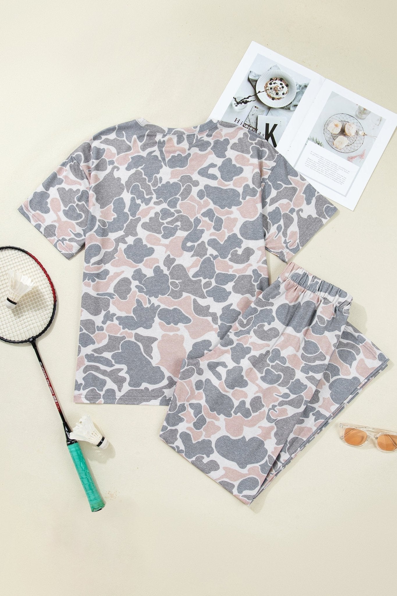 Camo Short Sleeve Top & Wide Leg Pants Set - Rooted & Reckless Co.
