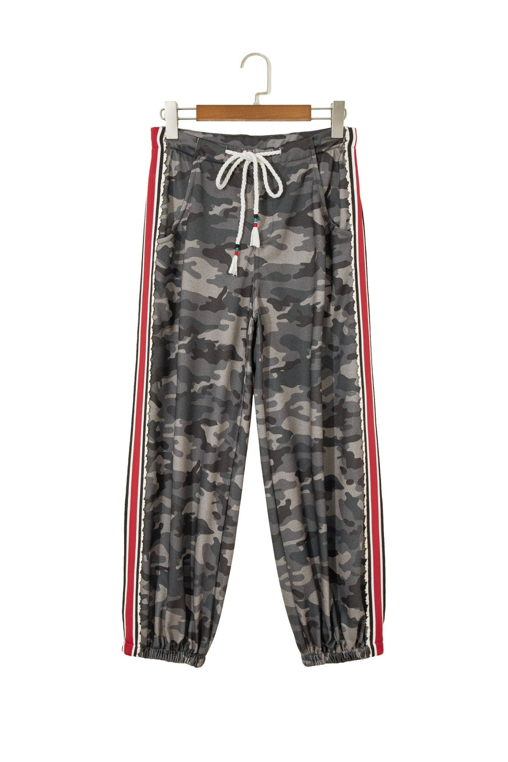 Camo Side Stripe Panel Drawstring Pants - Rooted & Reckless Co.