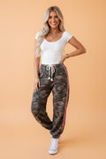 Camo Side Stripe Panel Drawstring Pants - Rooted & Reckless Co.