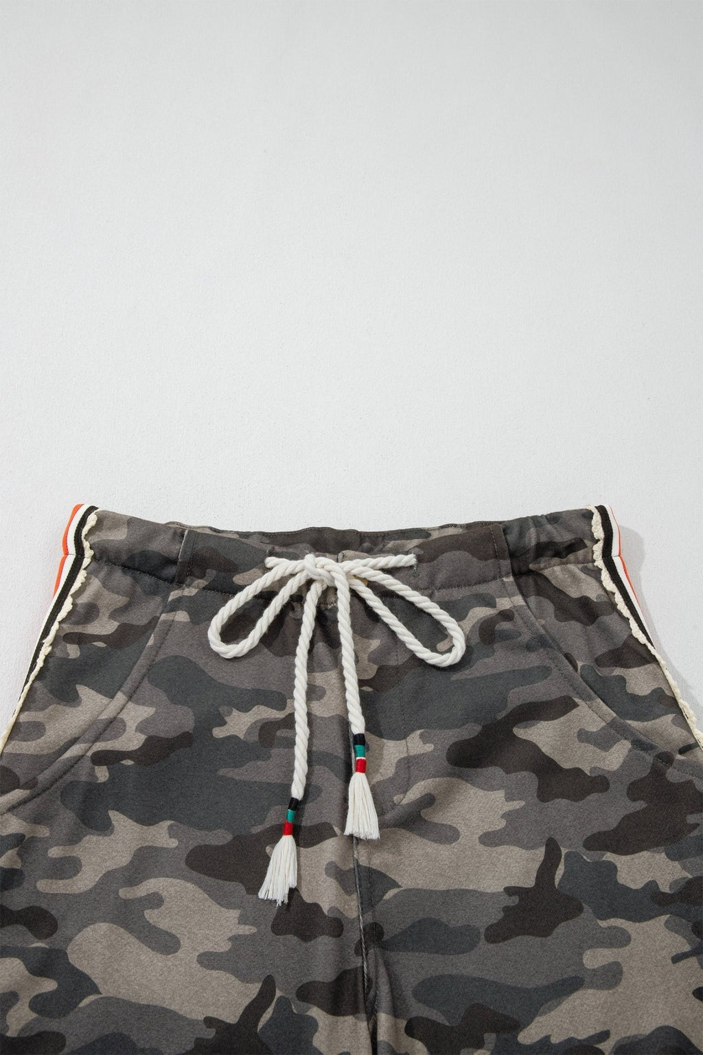 Camo Side Stripe Panel Drawstring Pants - Rooted & Reckless Co.