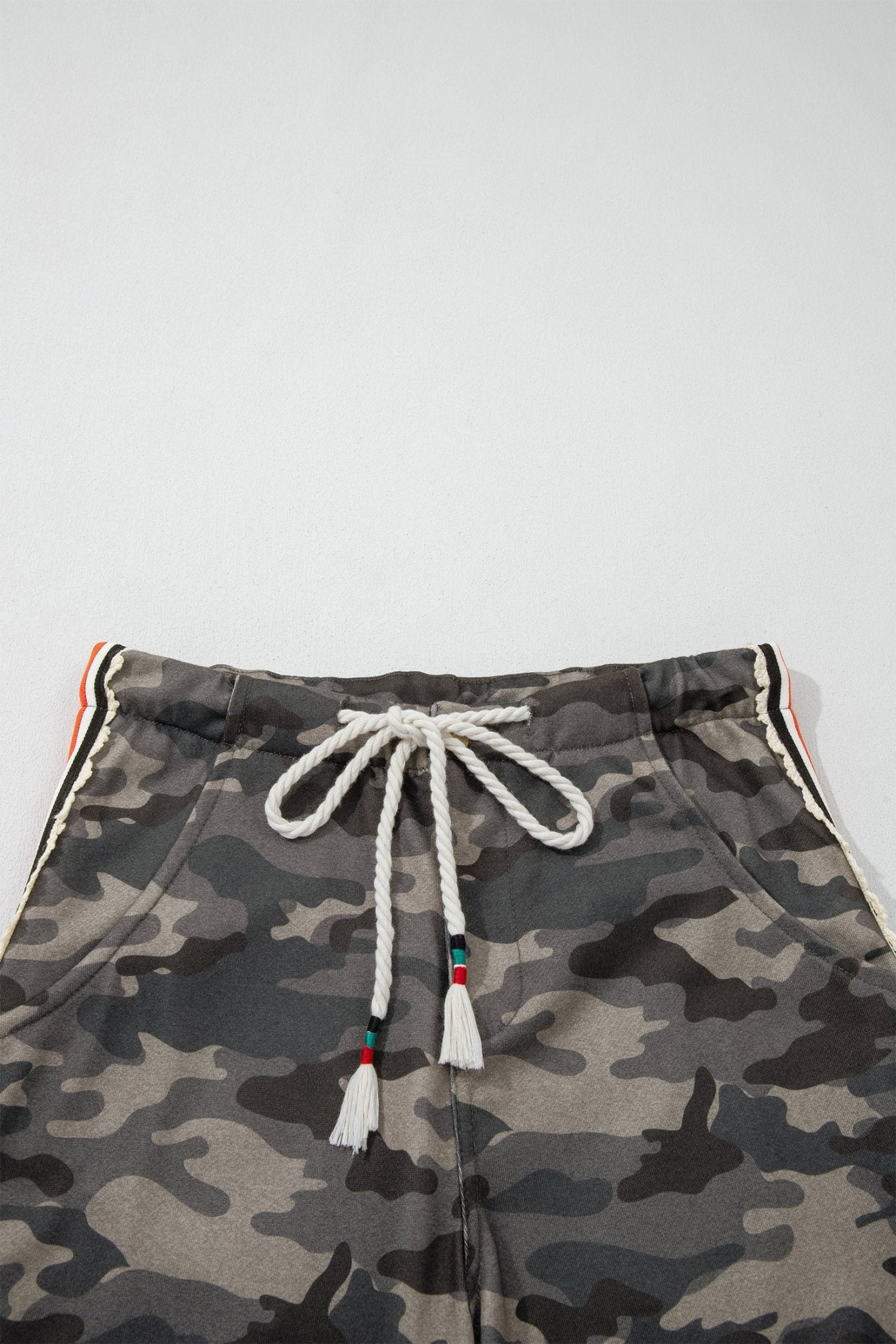 Camo Side Stripe Panel Drawstring Pants - Rooted & Reckless Co.