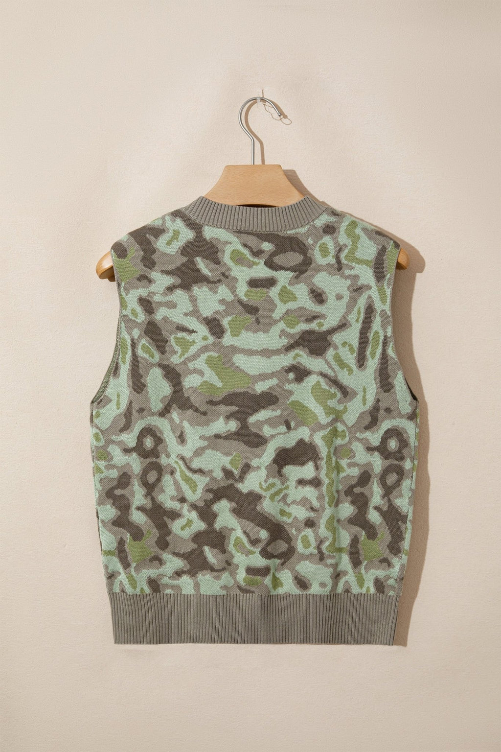 Camo Sleeveless Button Front Sweater Vest - Rooted & Reckless Co.