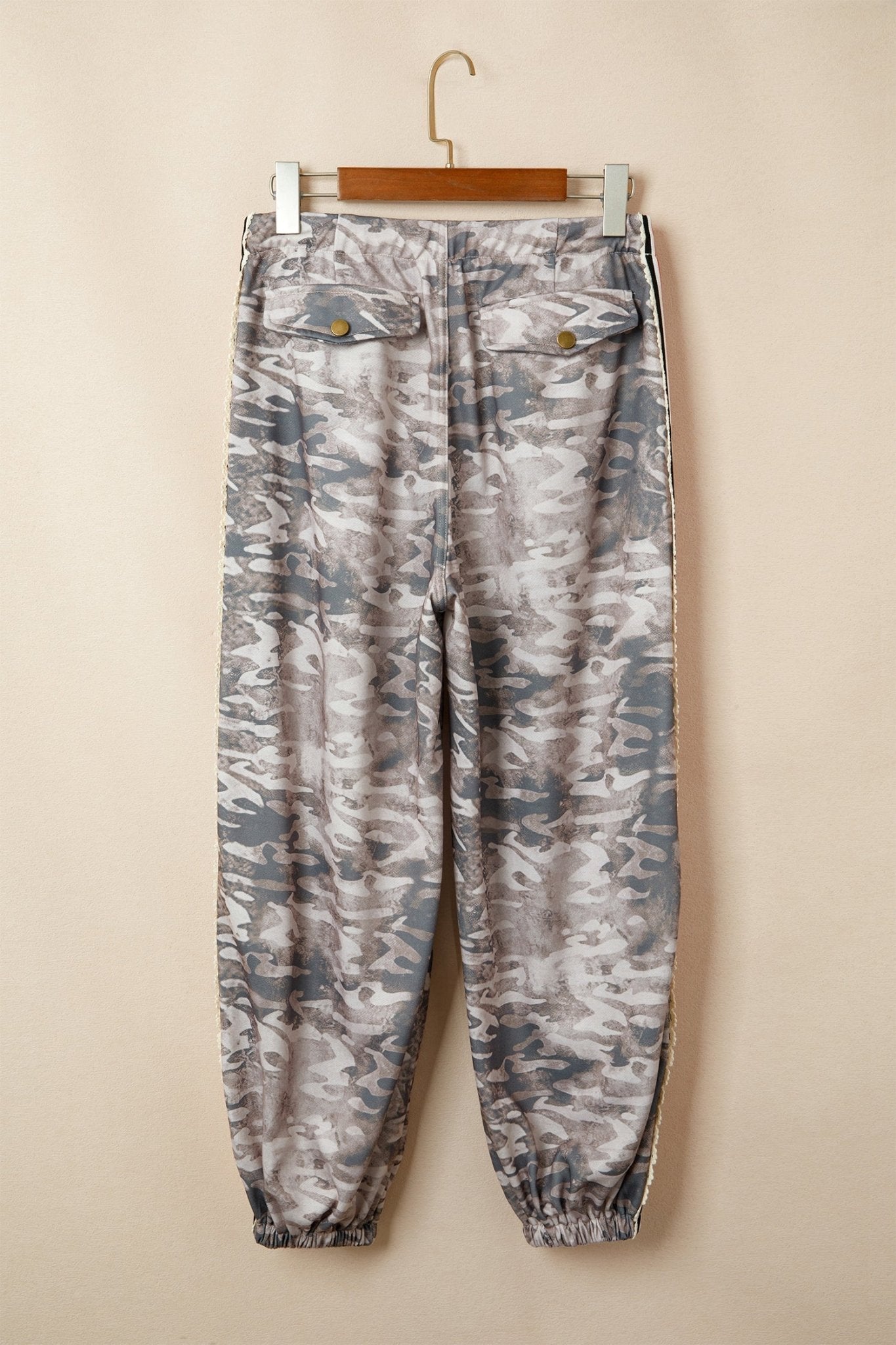Camo Stripe Side Patchwork Drawstring Pants - Rooted & Reckless Co.