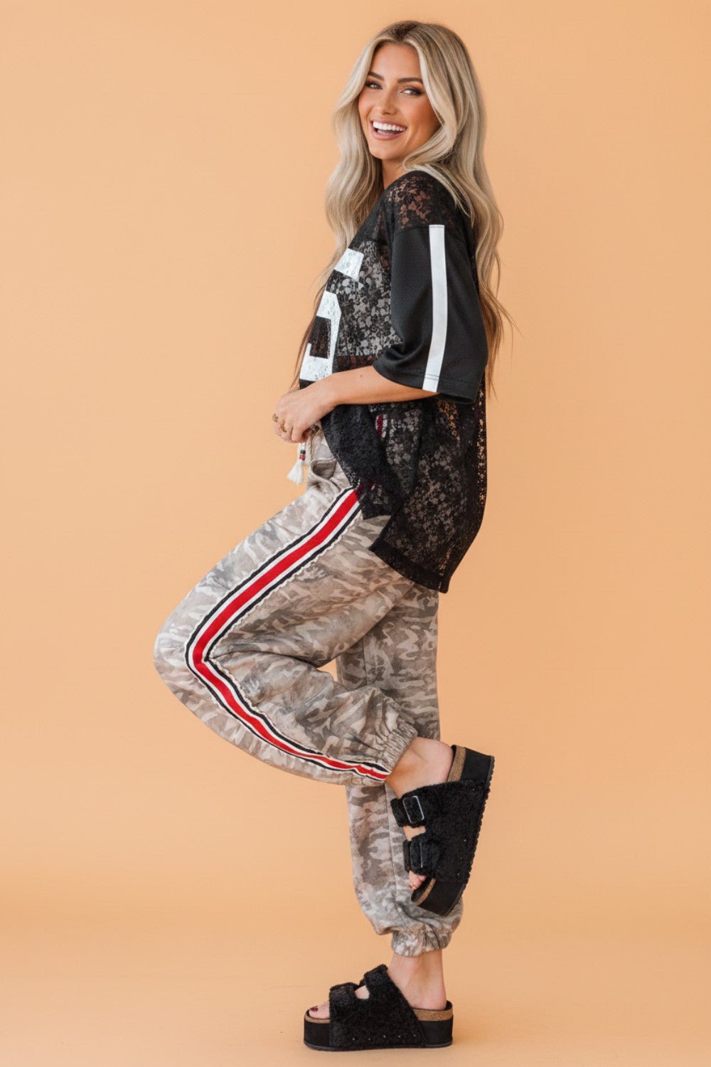 Camo Stripe Side Patchwork Drawstring Pants - Rooted & Reckless Co.