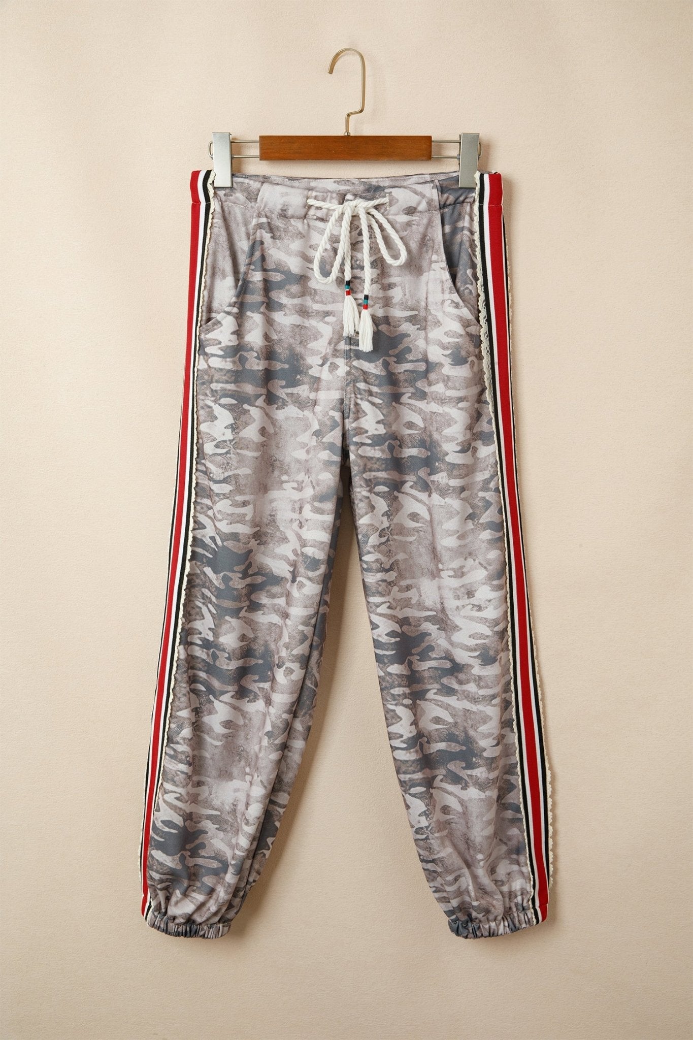 Camo Stripe Side Patchwork Drawstring Pants - Rooted & Reckless Co.