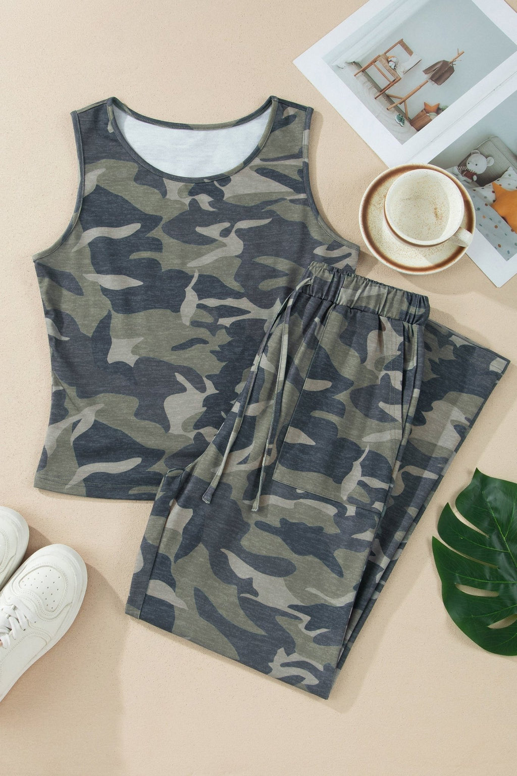 Camo Tank & Drawstring Pant Set - Rooted & Reckless Co.