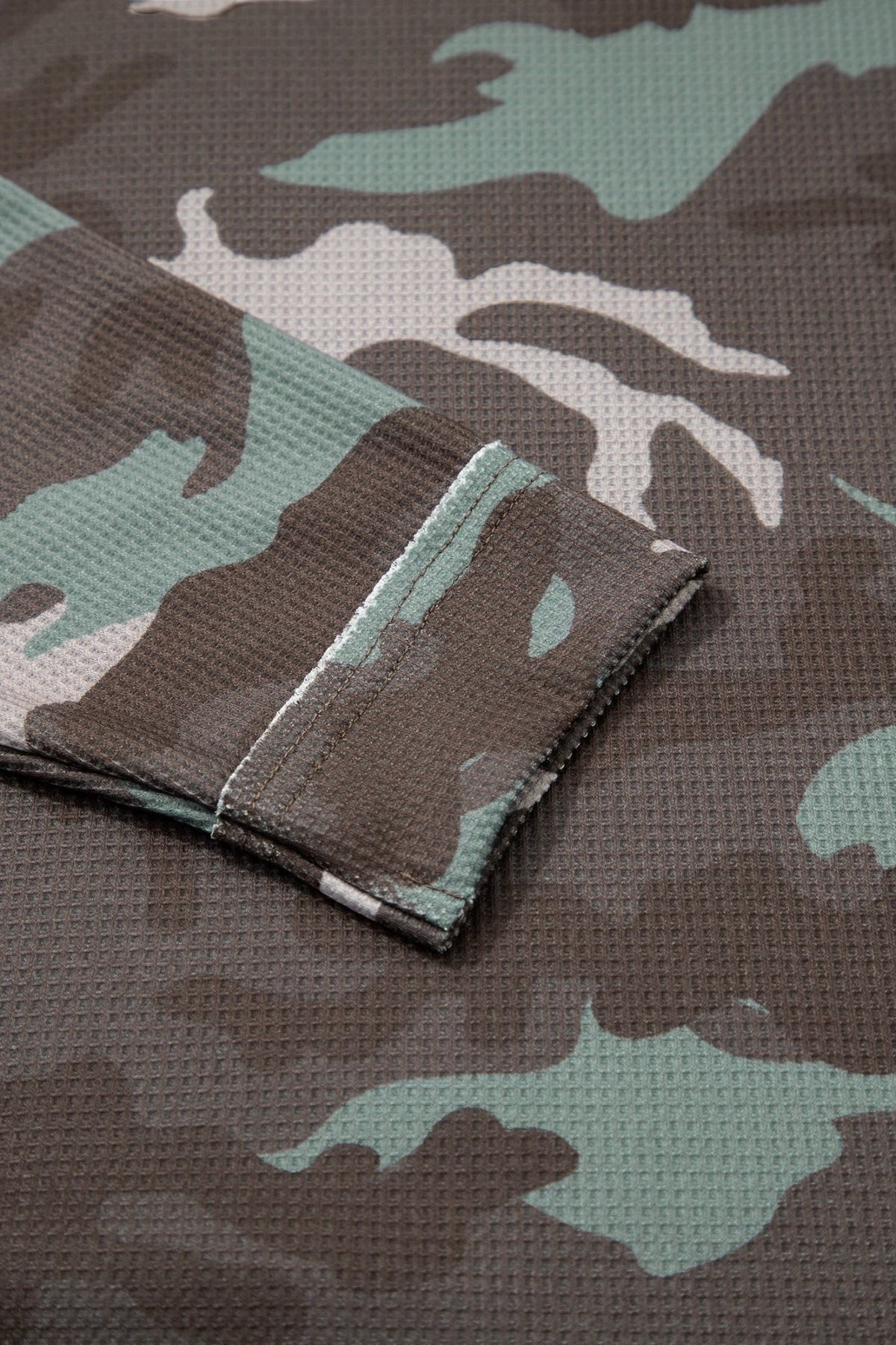 Camo Textured Drop Shoulder Long Sleeve Top - Rooted & Reckless Co.