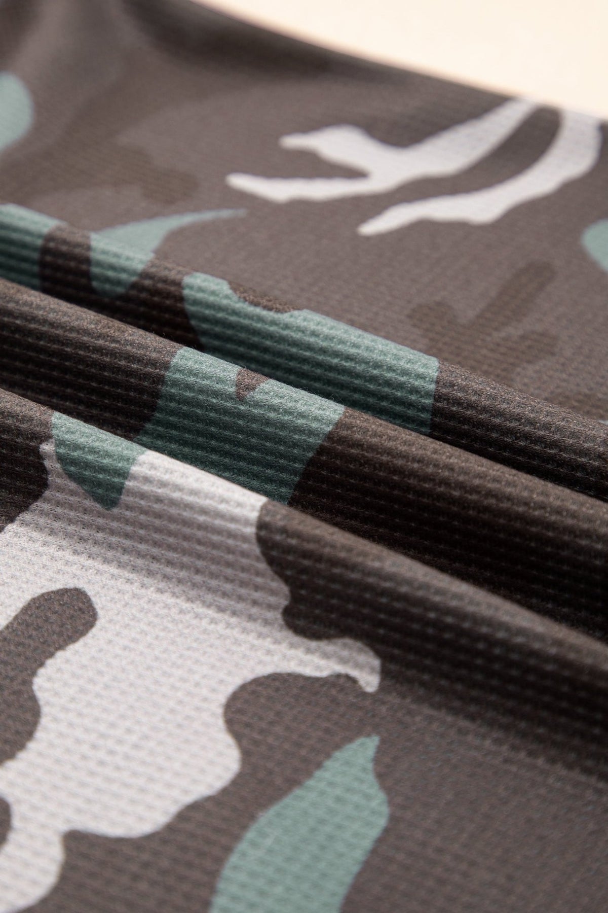 Camo Textured Drop Shoulder Long Sleeve Top - Rooted & Reckless Co.