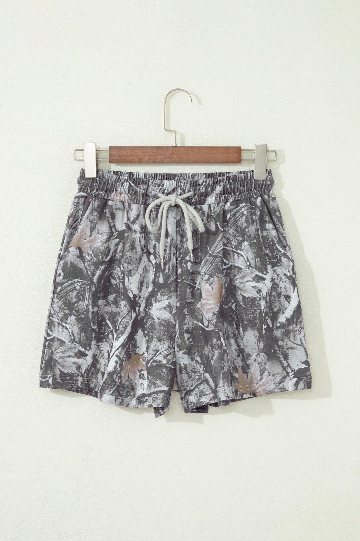 Camo Tie Elastic High Waist Shorts - Rooted & Reckless Co.