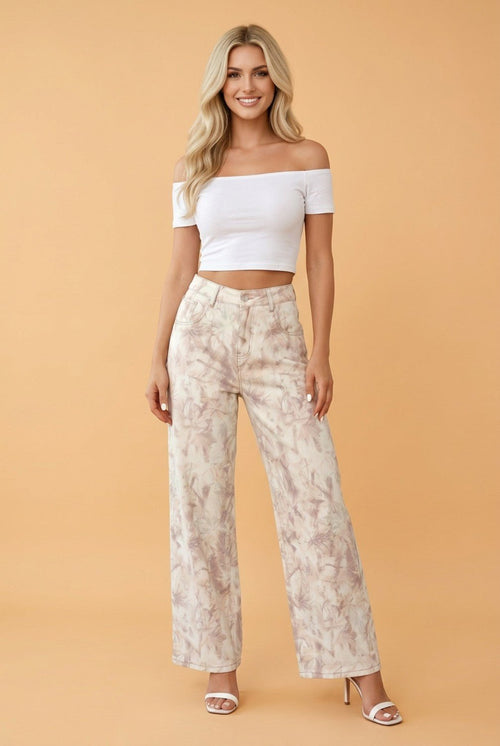 Camo Tummy Control Denim Wide Leg Jeans - Rooted & Reckless Co.