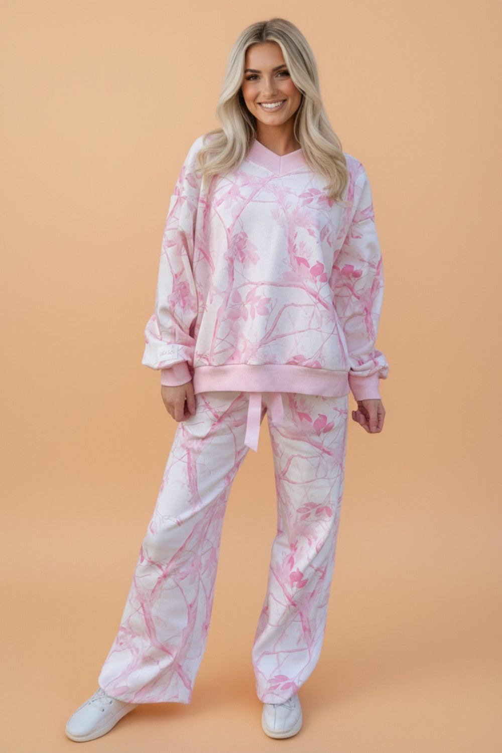 Camo V-Neck Long Sleeve Top & Pants Set - Rooted & Reckless Co.