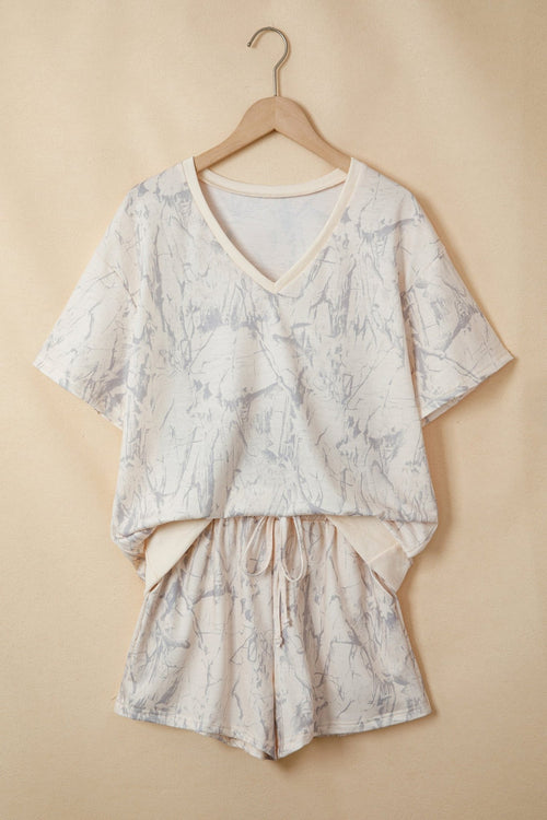 Camo V-Neck Loose Tee & Drawstring Shorts Set - Rooted & Reckless Co.