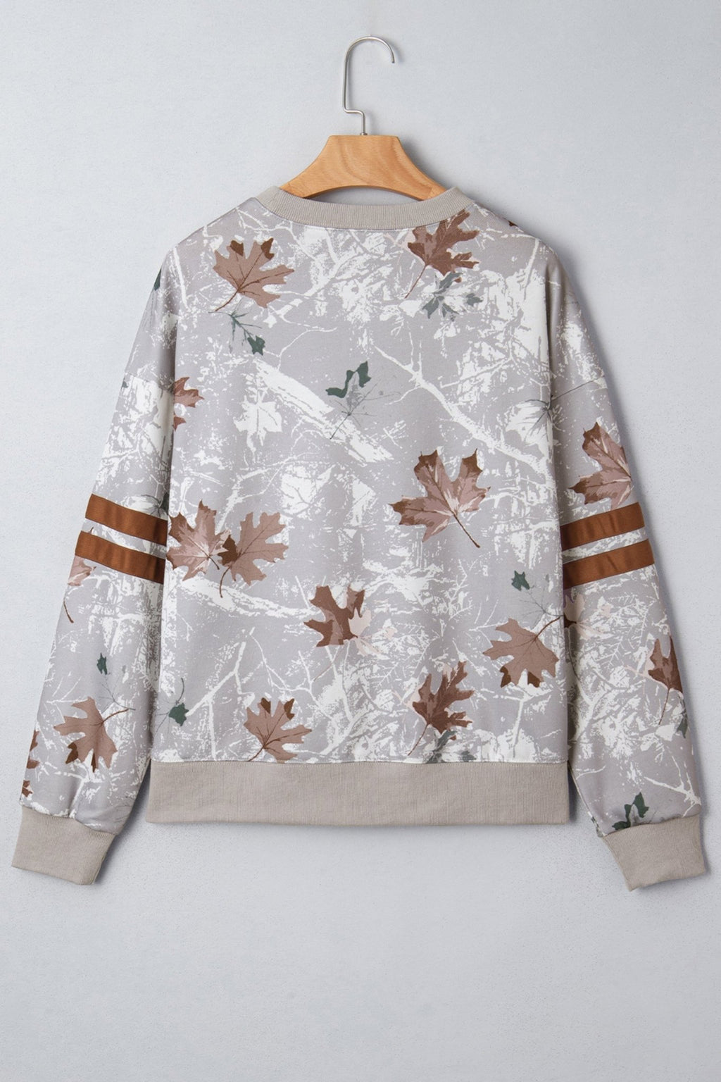 Camo Varsity Stripe Dropped Shoulder Sweatshirt - Rooted & Reckless Co.