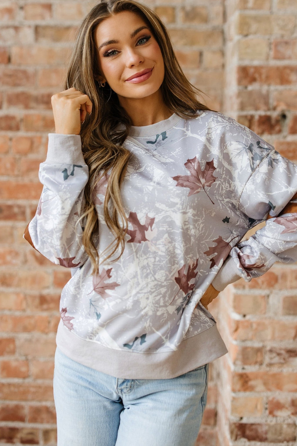 Camo Varsity Stripe Dropped Shoulder Sweatshirt - Rooted & Reckless Co.