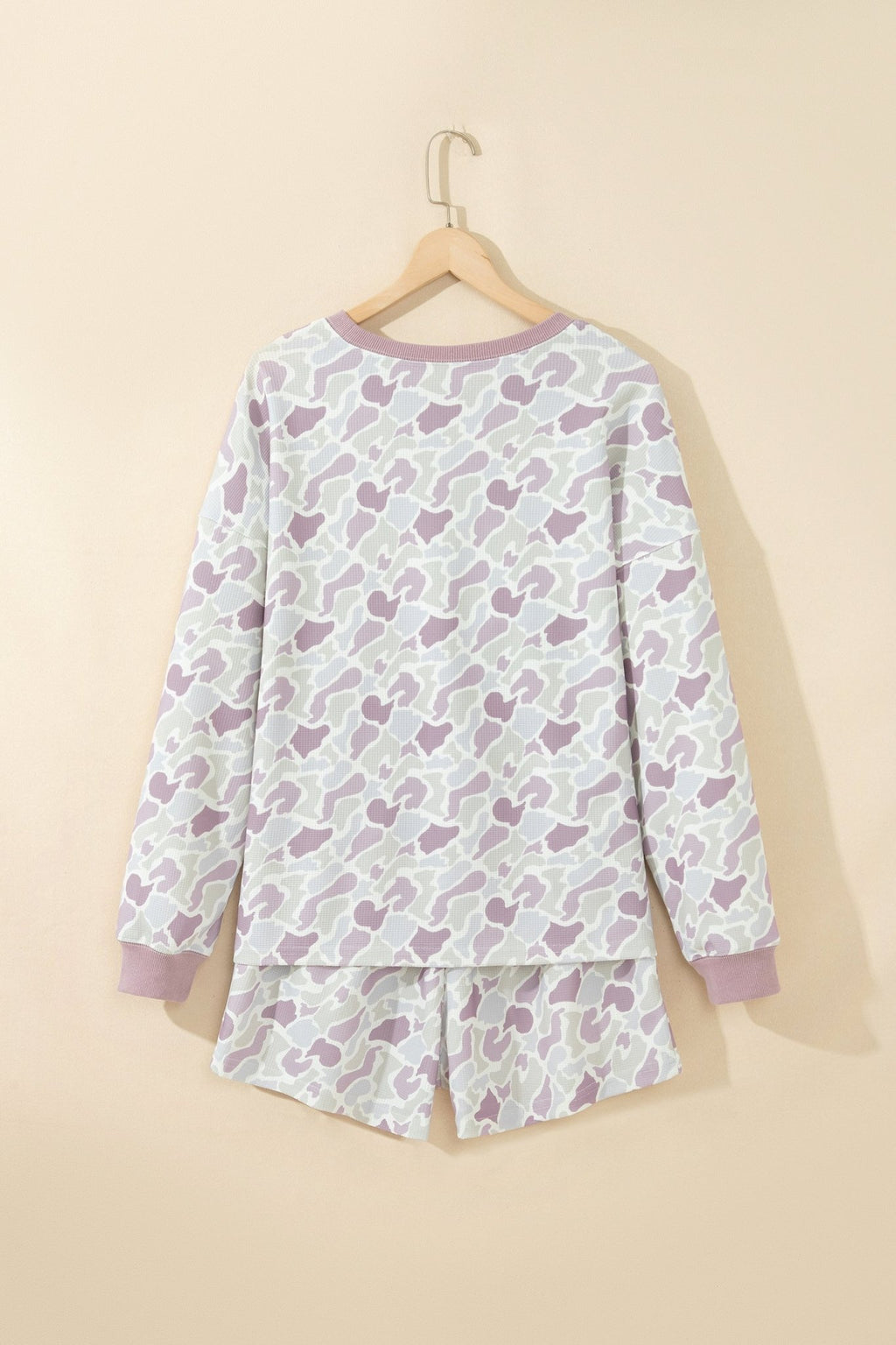 Camo Waffle Knit Long Sleeve Top & Shorts Set - Rooted & Reckless Co.