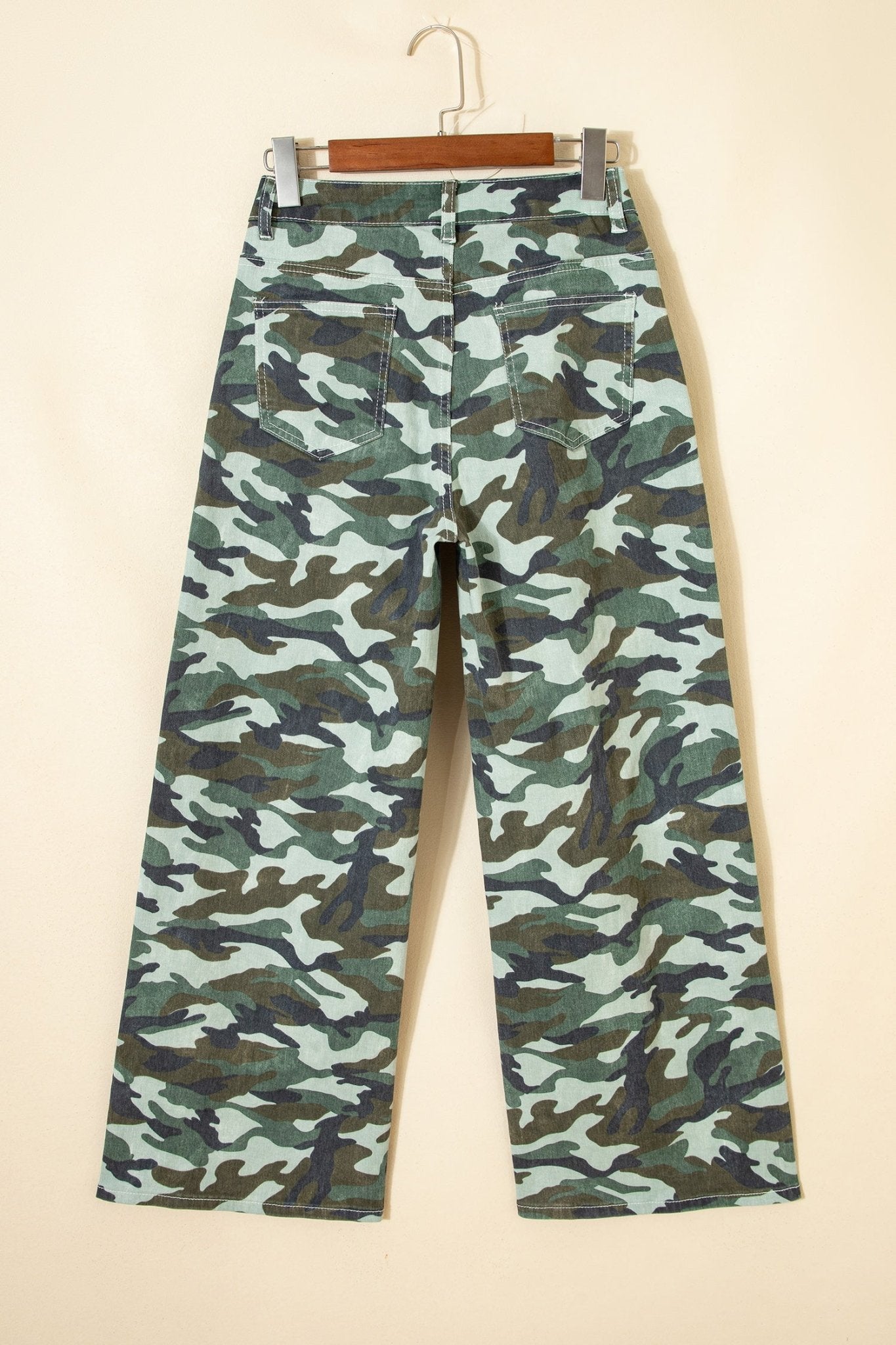 Camo Wide Leg Drawstring Denim Pants - Rooted & Reckless Co.