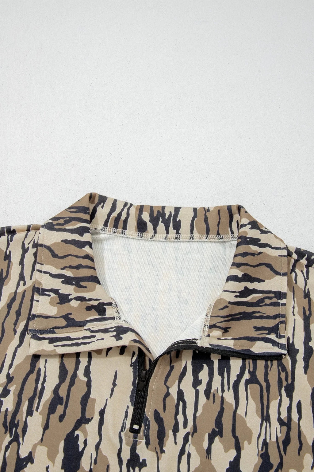 Camo Zipped Collar Kangaroo Pocket Sweatshirt - Rooted & Reckless Co.