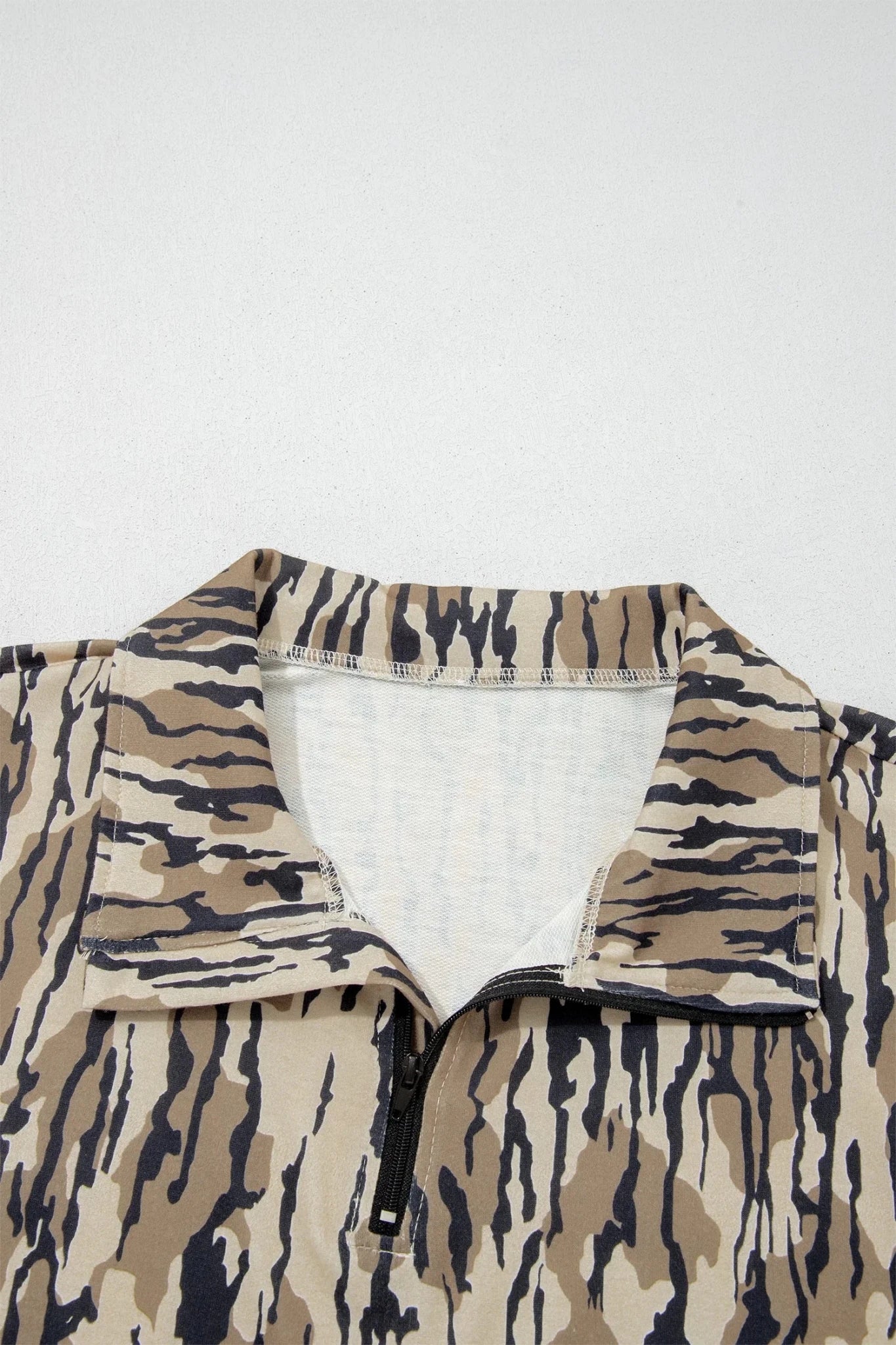 Camo Zipped Collar Kangaroo Pocket Sweatshirt - Rooted & Reckless Co.