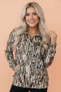 Camo Zipped Collar Kangaroo Pocket Sweatshirt - Rooted & Reckless Co.