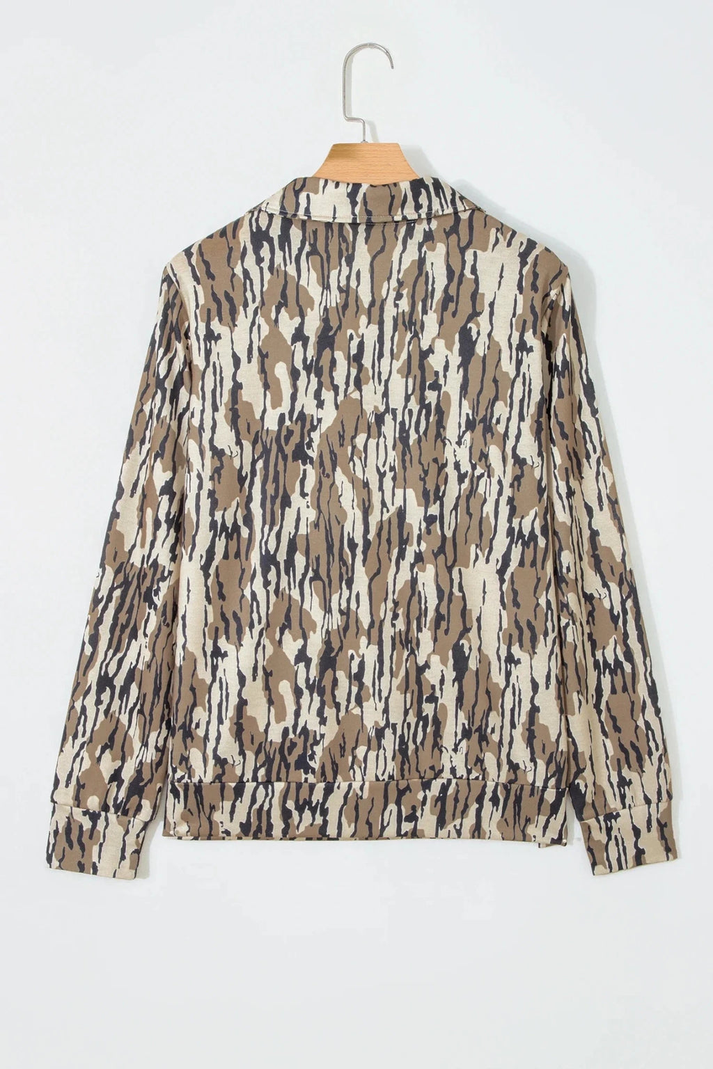 Camo Zipped Collar Kangaroo Pocket Sweatshirt - Rooted & Reckless Co.