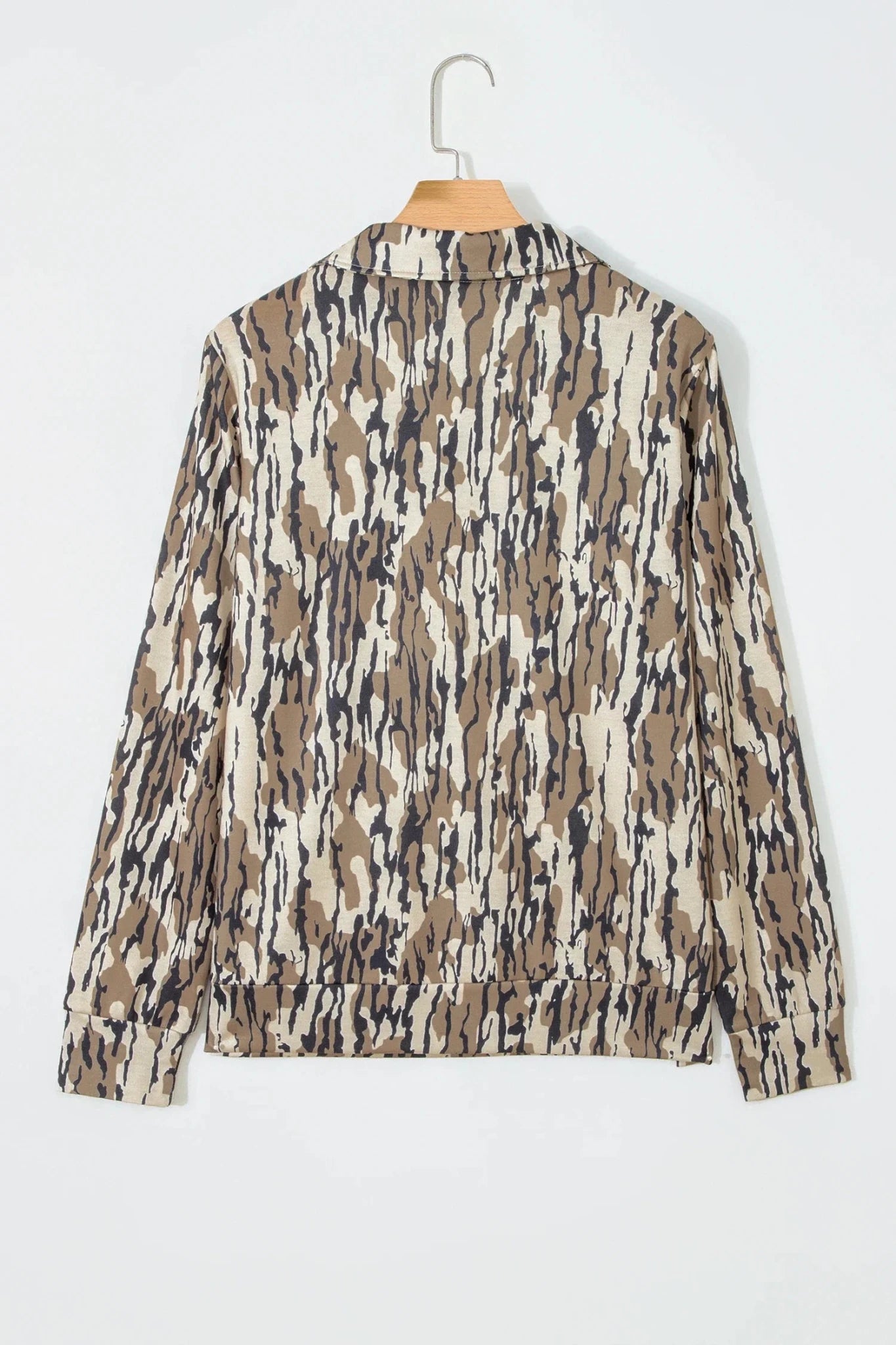 Camo Zipped Collar Kangaroo Pocket Sweatshirt - Rooted & Reckless Co.
