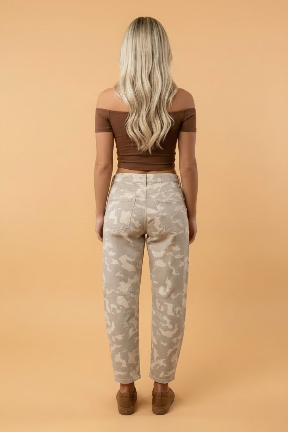 Camouflage Denim Rivet Pocket Barrel Jeans - Rooted & Reckless Co.