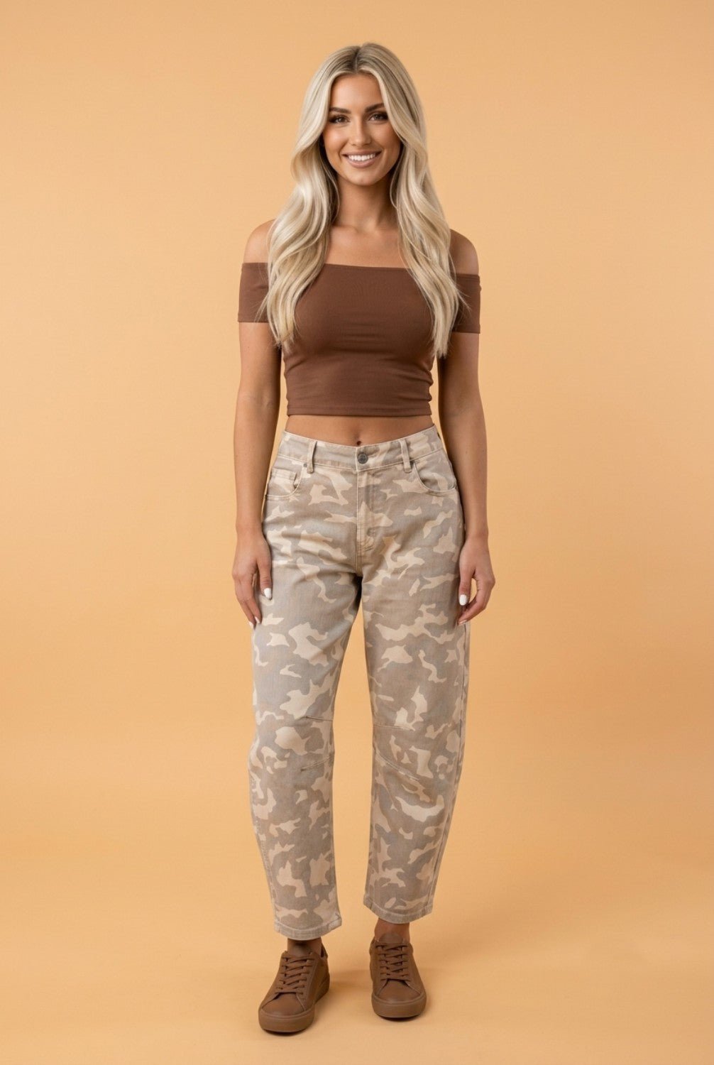 Camouflage Denim Rivet Pocket Barrel Jeans - Rooted & Reckless Co.