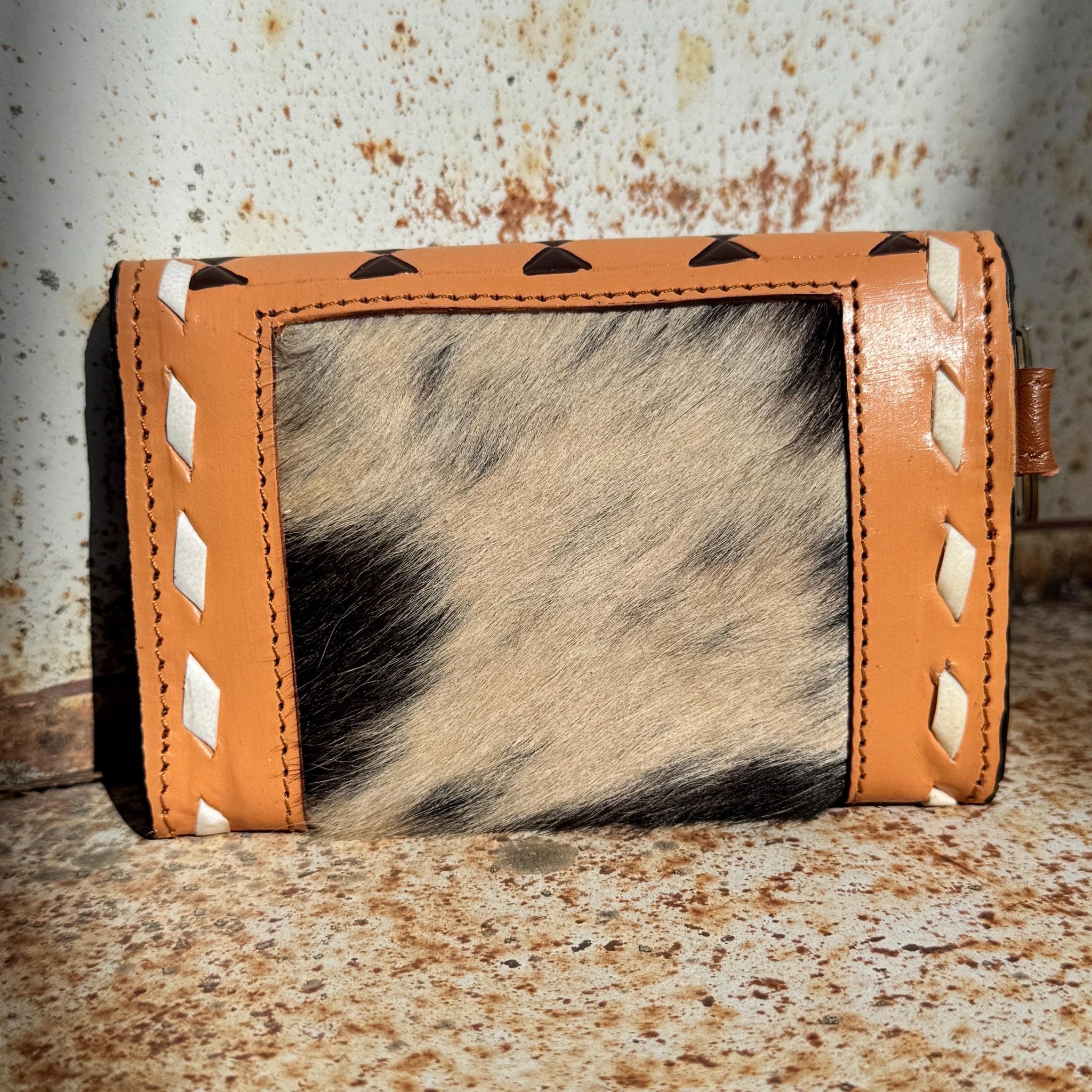 Caramel Espresso Checkered Speedy Western Genuine Leather Purse with optional wallet - Rooted & Reckless Co.