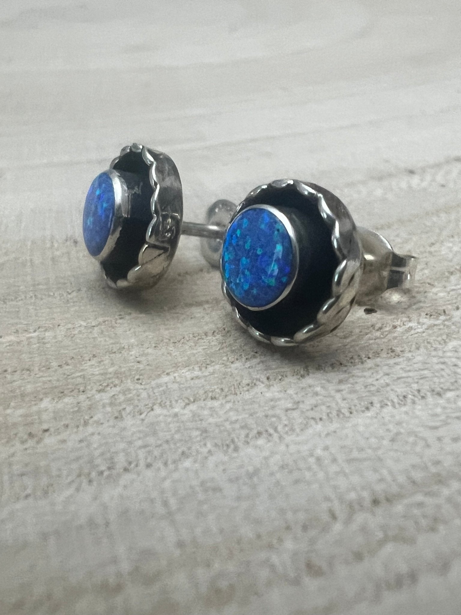 Carina Leekity Zuni Opalite Sterling Silver Post Earrings — Small But Not Petite - Rooted & Reckless Co.