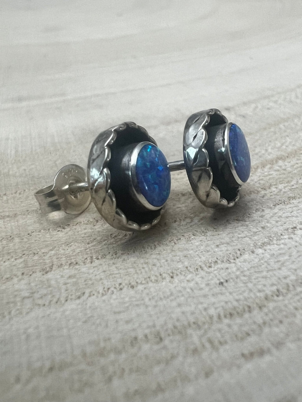 Carina Leekity Zuni Opalite Sterling Silver Post Earrings — Small But Not Petite - Rooted & Reckless Co.