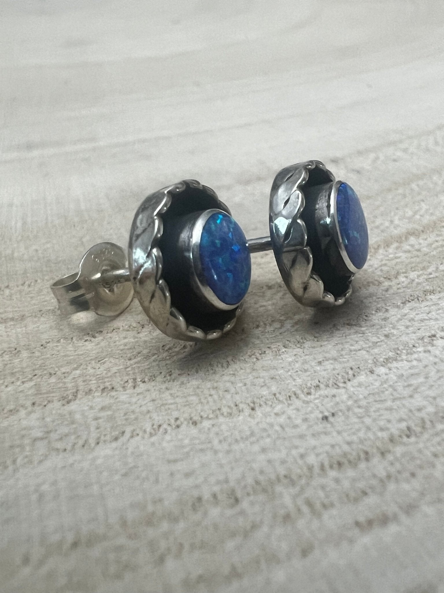 Carina Leekity Zuni Opalite Sterling Silver Post Earrings — Small But Not Petite - Rooted & Reckless Co.
