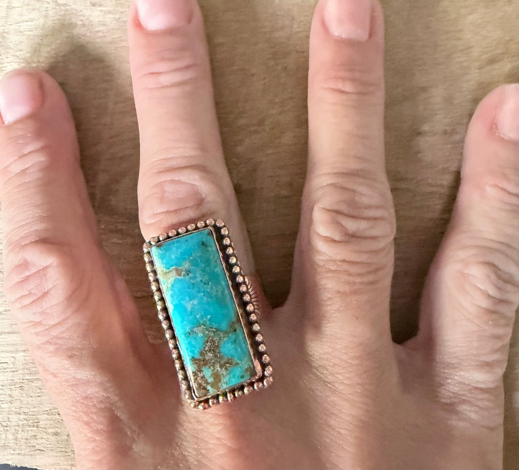 Catalina Turquoise and Copper Adjustable Ring - Rooted & Reckless Co.
