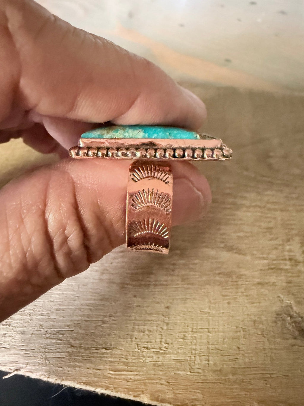Catalina Turquoise and Copper Adjustable Ring - Rooted & Reckless Co.