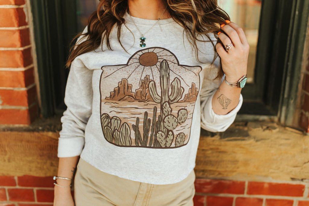 Cattle Tag Raw Hem Graphic Sweatshirt - Rooted & Reckless Co.
