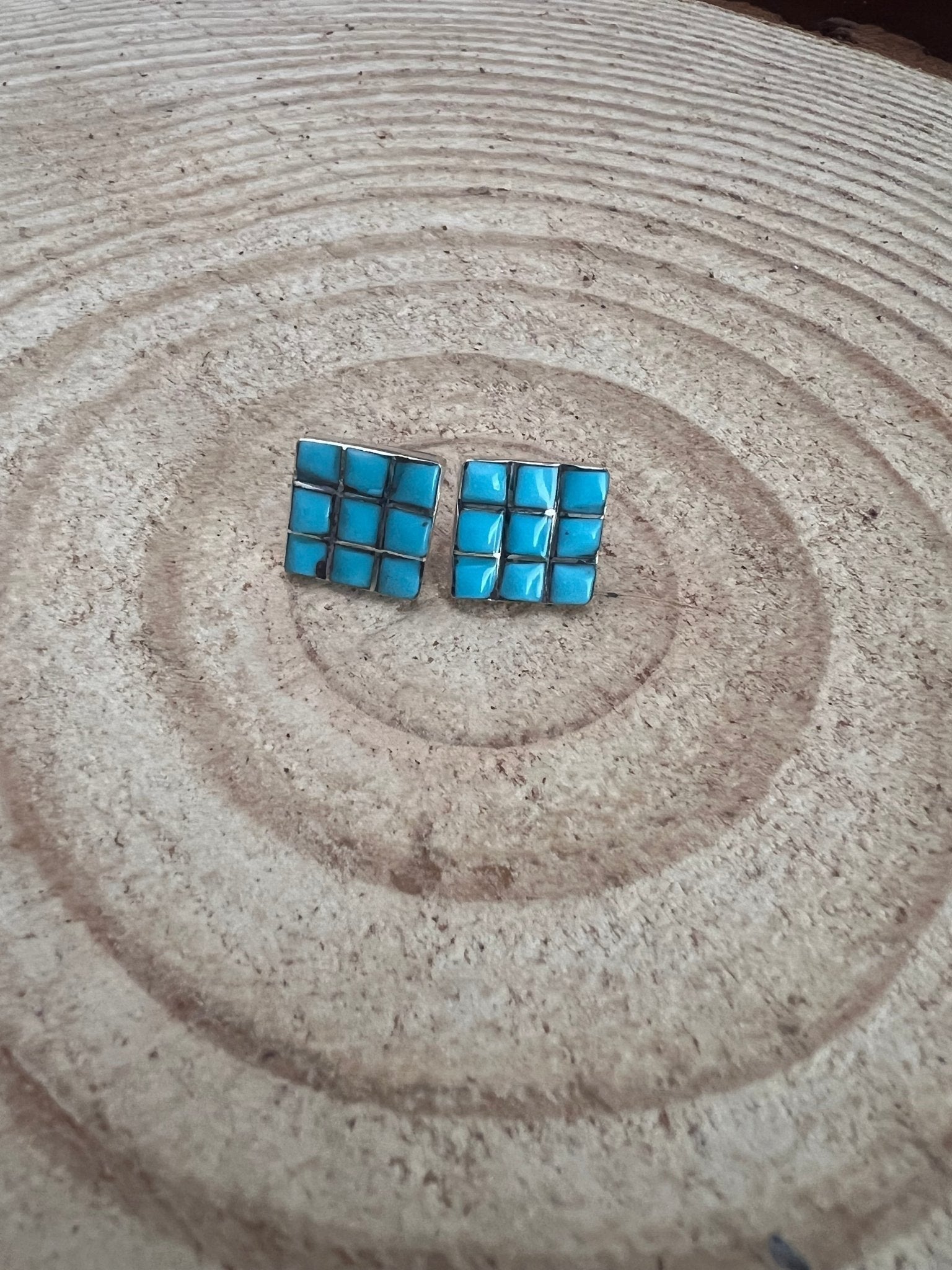 Charles Malani Zuni Turquoise & Sterling Silver Petite Earrings - Rooted & Reckless Co.