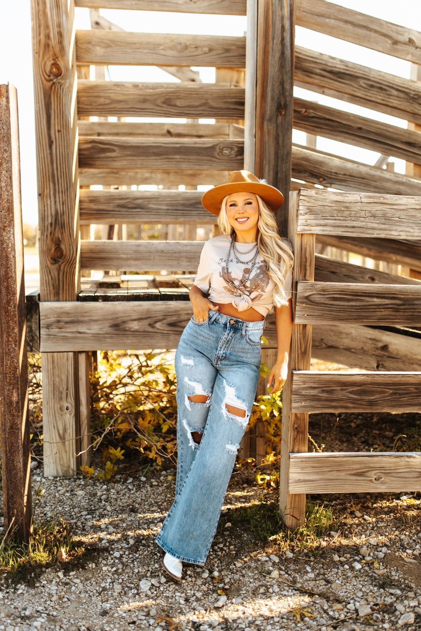 Check Your Ego Amigo Desert Rider Graphic Tee - Tan - Rooted & Reckless Co.