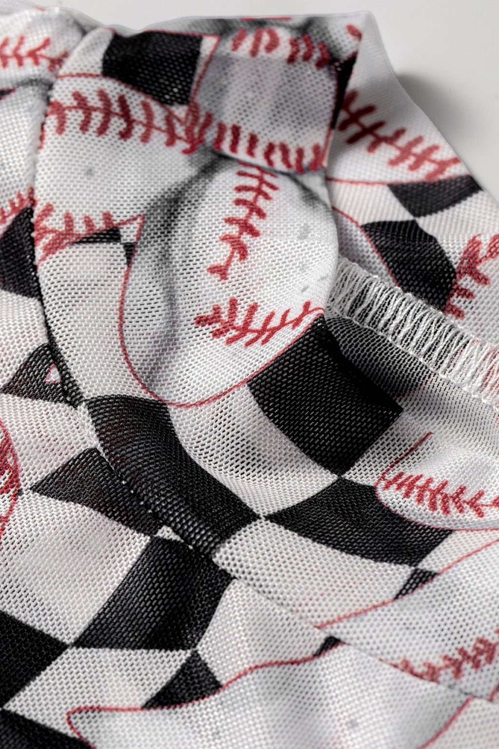 Checker Baseball Bow High Neck Long Sleeve Mesh Top - Rooted & Reckless Co.