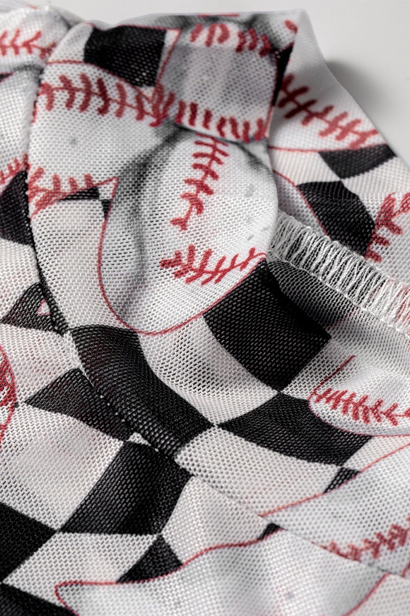 Checker Baseball Bow High Neck Long Sleeve Mesh Top - Rooted & Reckless Co.