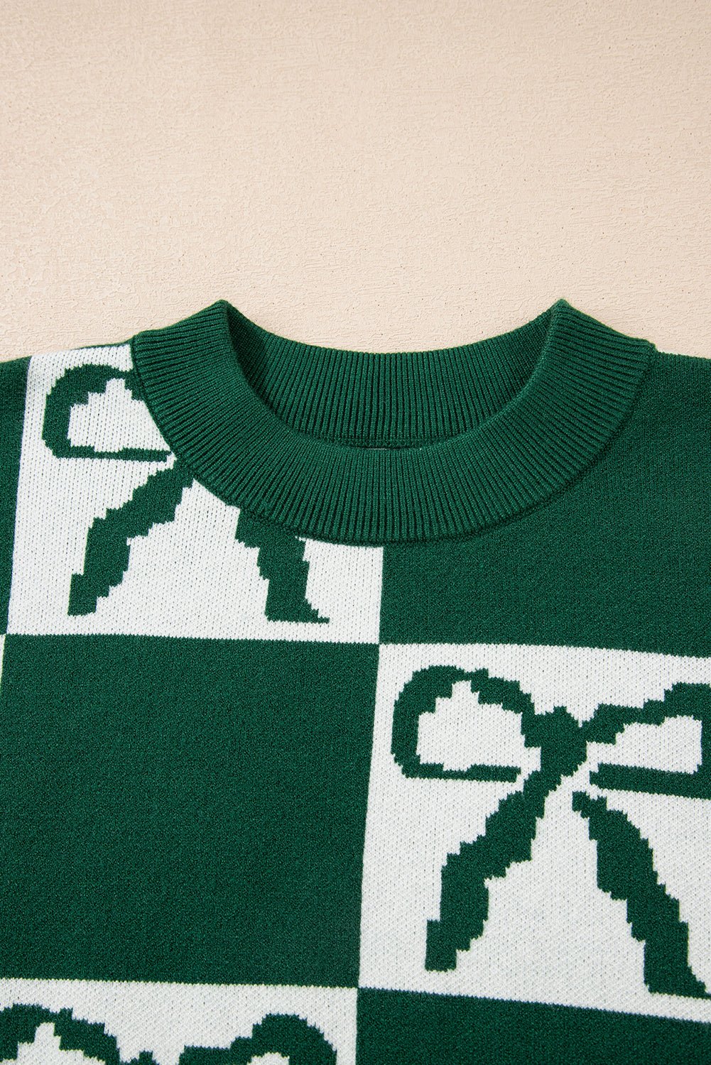 Checker Bow Crewneck Sweater - Rooted & Reckless Co.