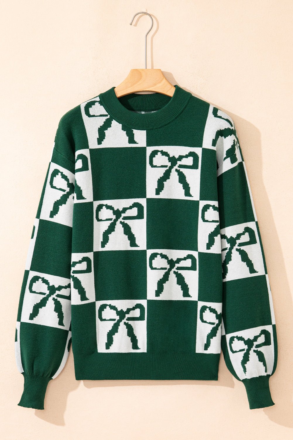 Checker Bow Crewneck Sweater - Rooted & Reckless Co.