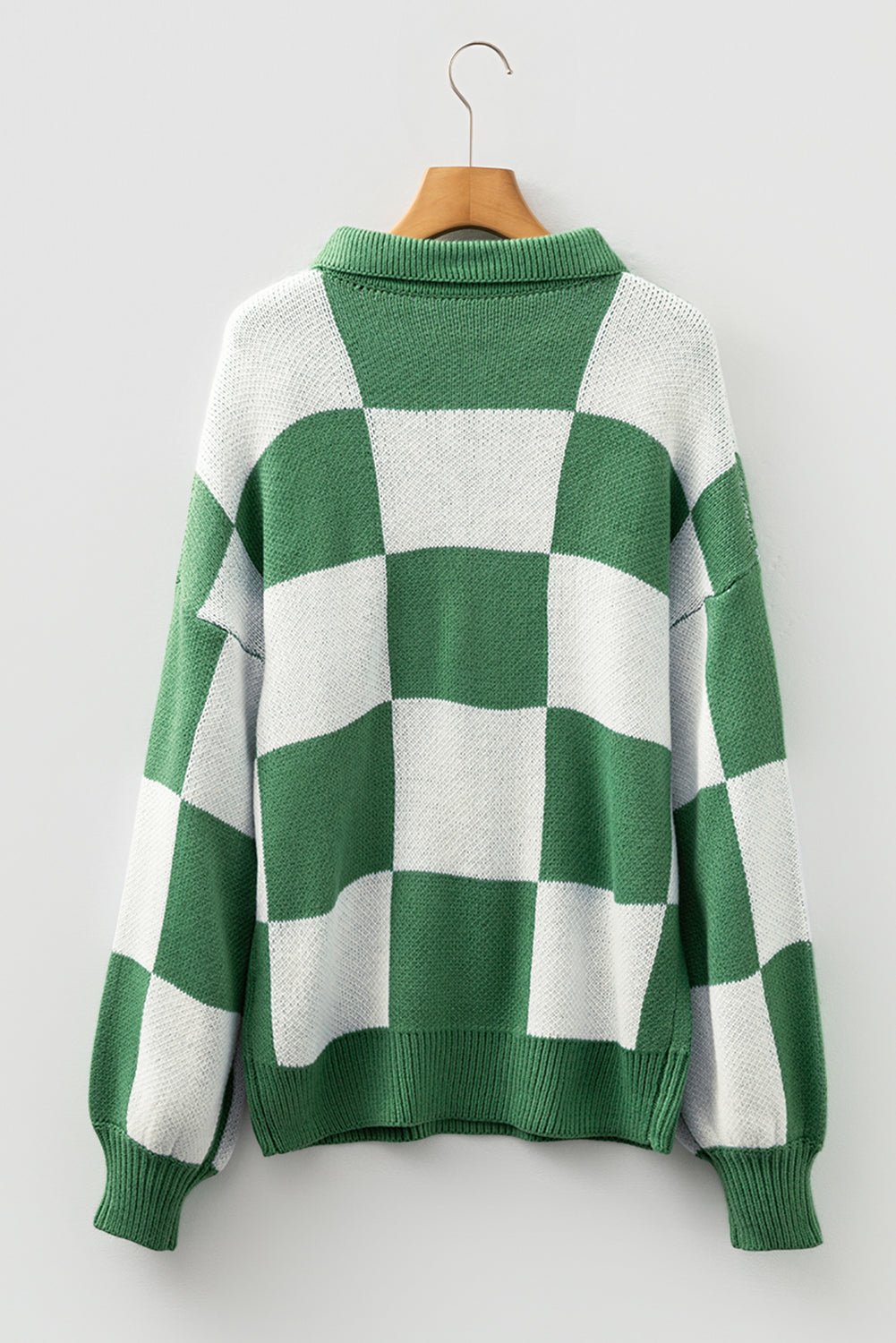 Checker Collared Long Sleeve Sweater - Rooted & Reckless Co.