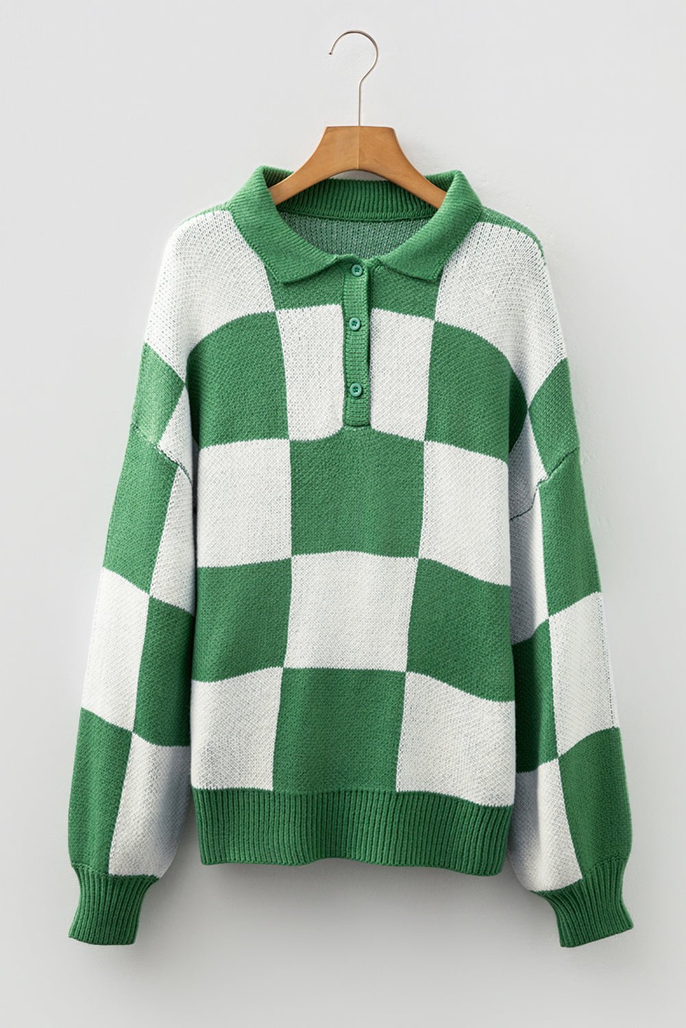 Checker Collared Long Sleeve Sweater - Rooted & Reckless Co.