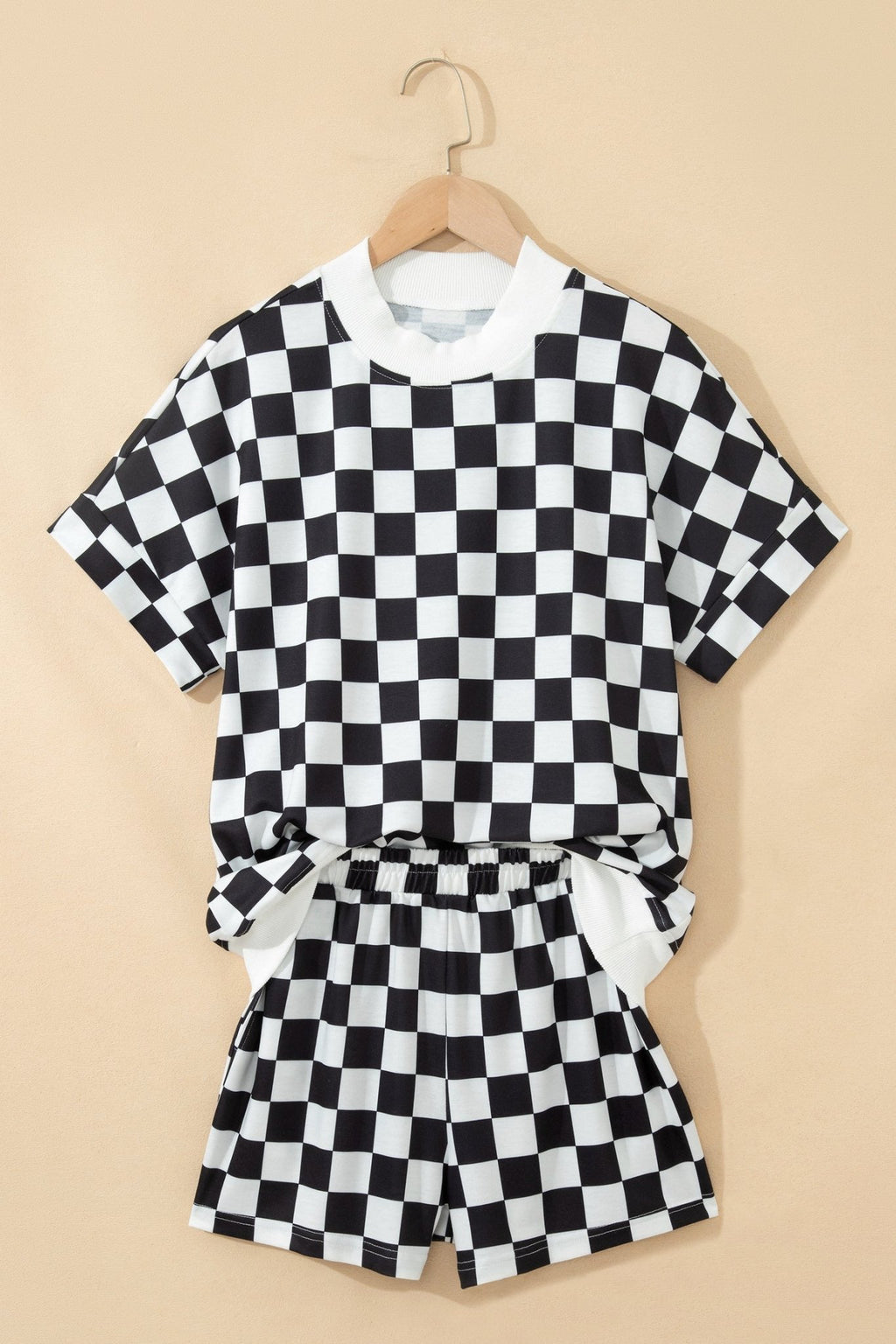 Checker Colorblock Mock Neck Top & Short Set - Rooted & Reckless Co.