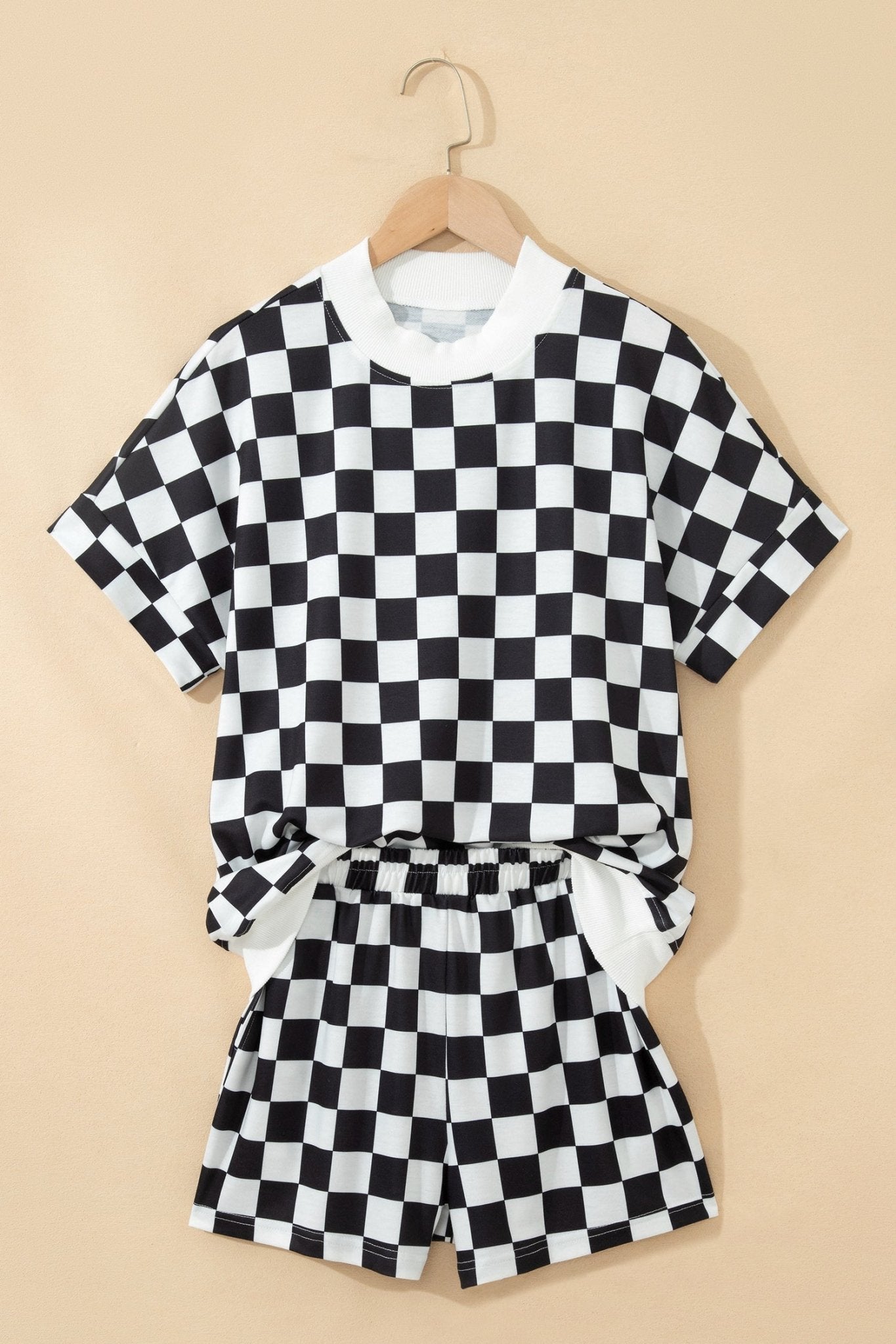 Checker Colorblock Mock Neck Top & Short Set - Rooted & Reckless Co.
