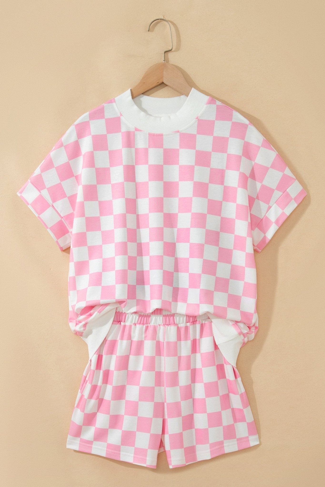 Checker Colorblock Mock Neck Top & Short Set - Rooted & Reckless Co.