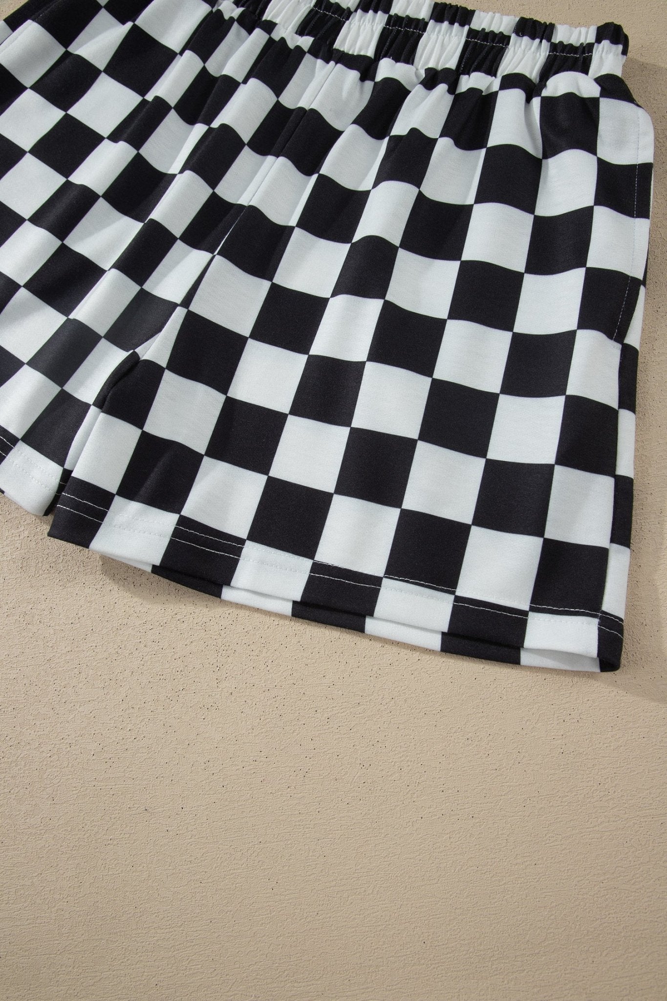 Checker Colorblock Mock Neck Top & Short Set - Rooted & Reckless Co.