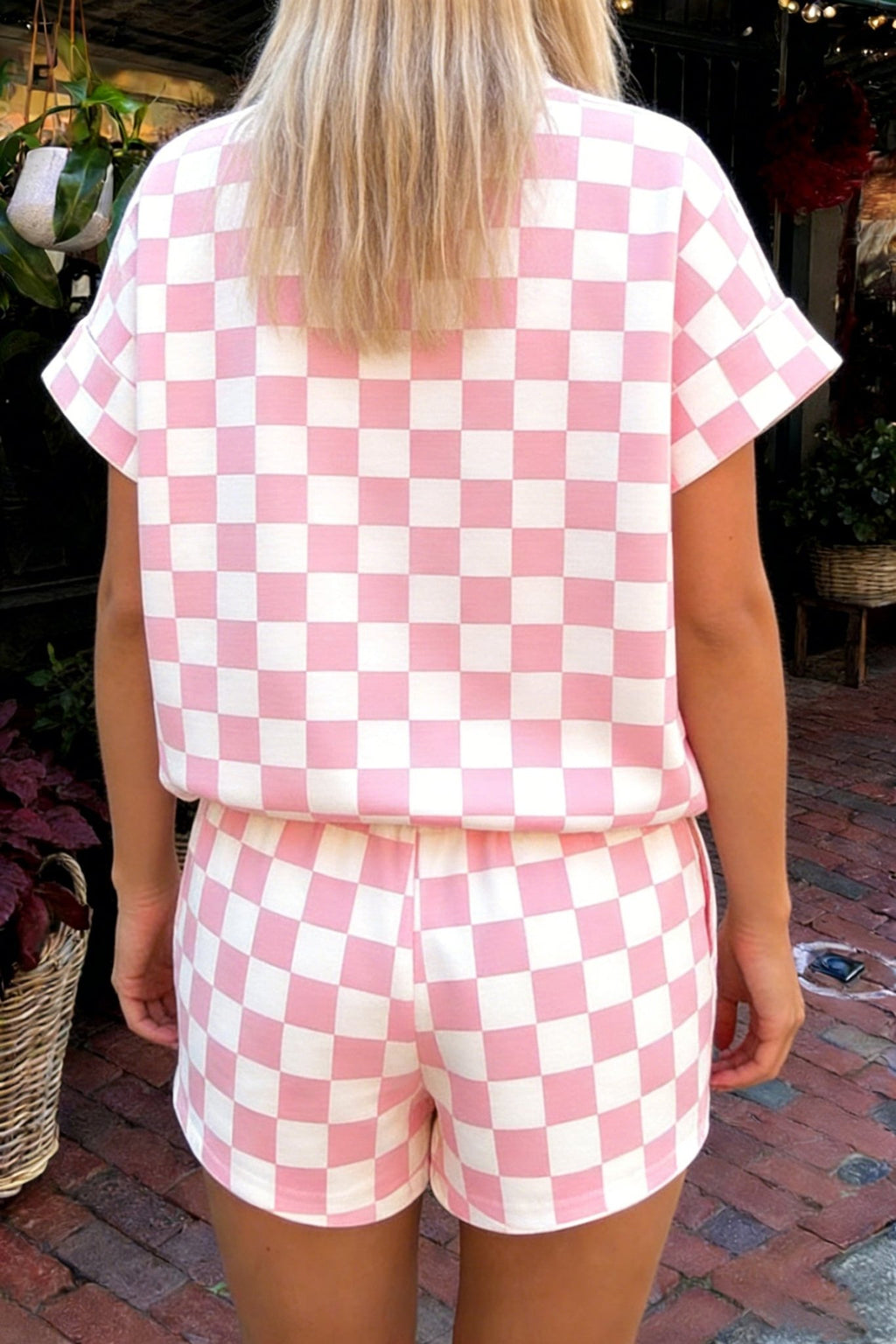 Checker Colorblock Mock Neck Top & Short Set - Rooted & Reckless Co.